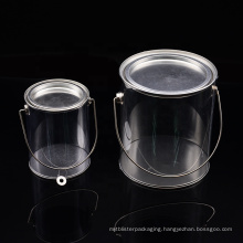 Disposable tin lids and clear PET/PVC plastic cylinder with hand for gifts/candy/food